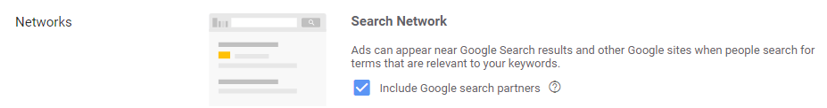 Google search partners settings in google ads
