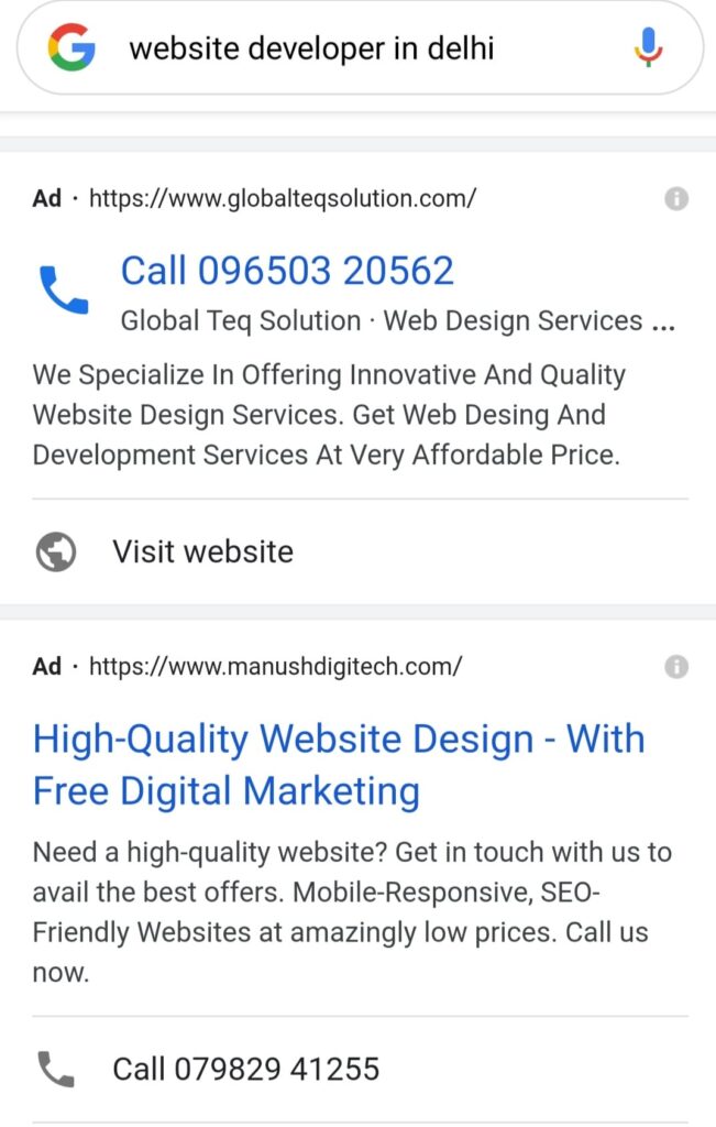 google call ads example